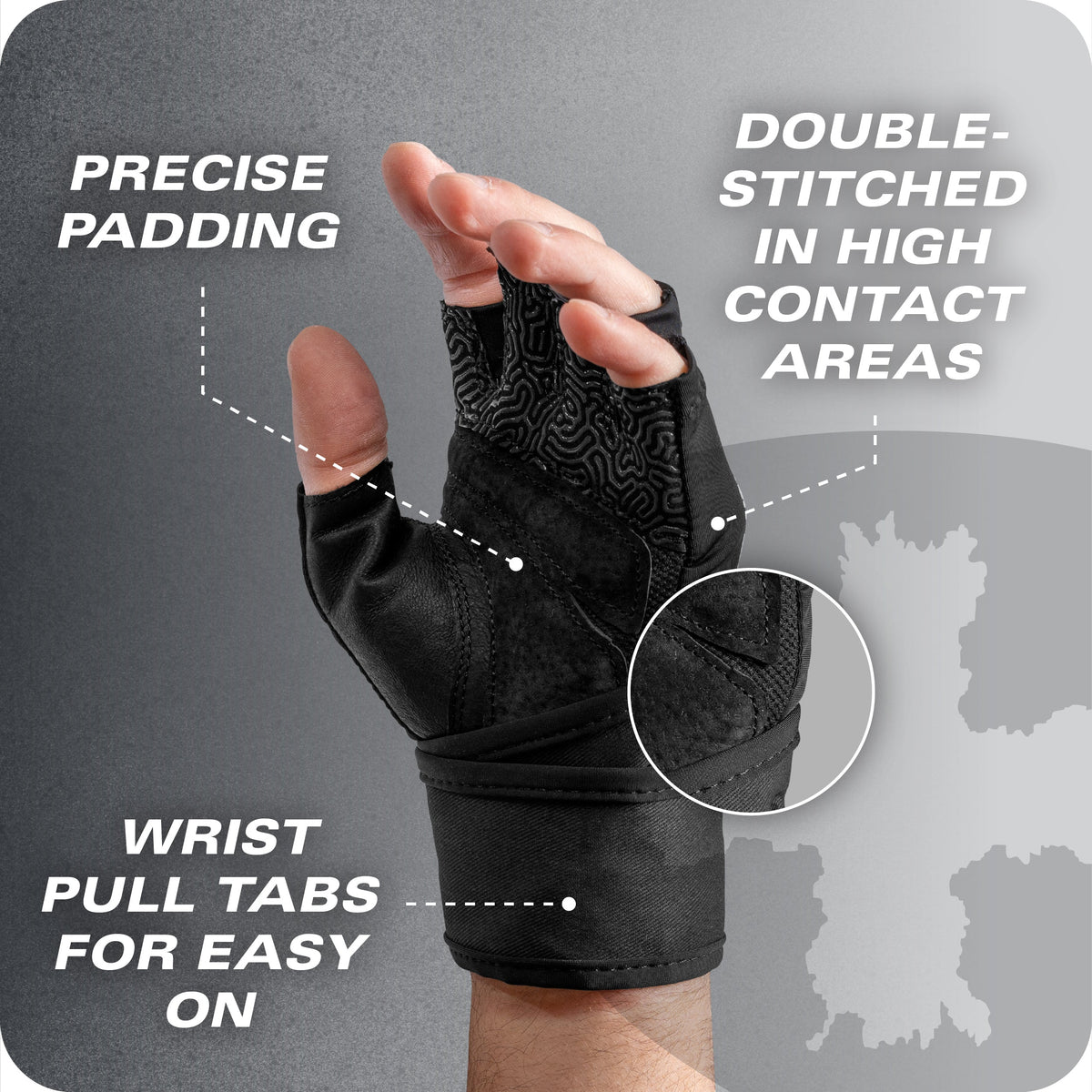 Harbinger Pro WristWrap padding en dubbele stiksels