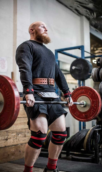 Harbinger Red Line Knee Wraps in de sportschool