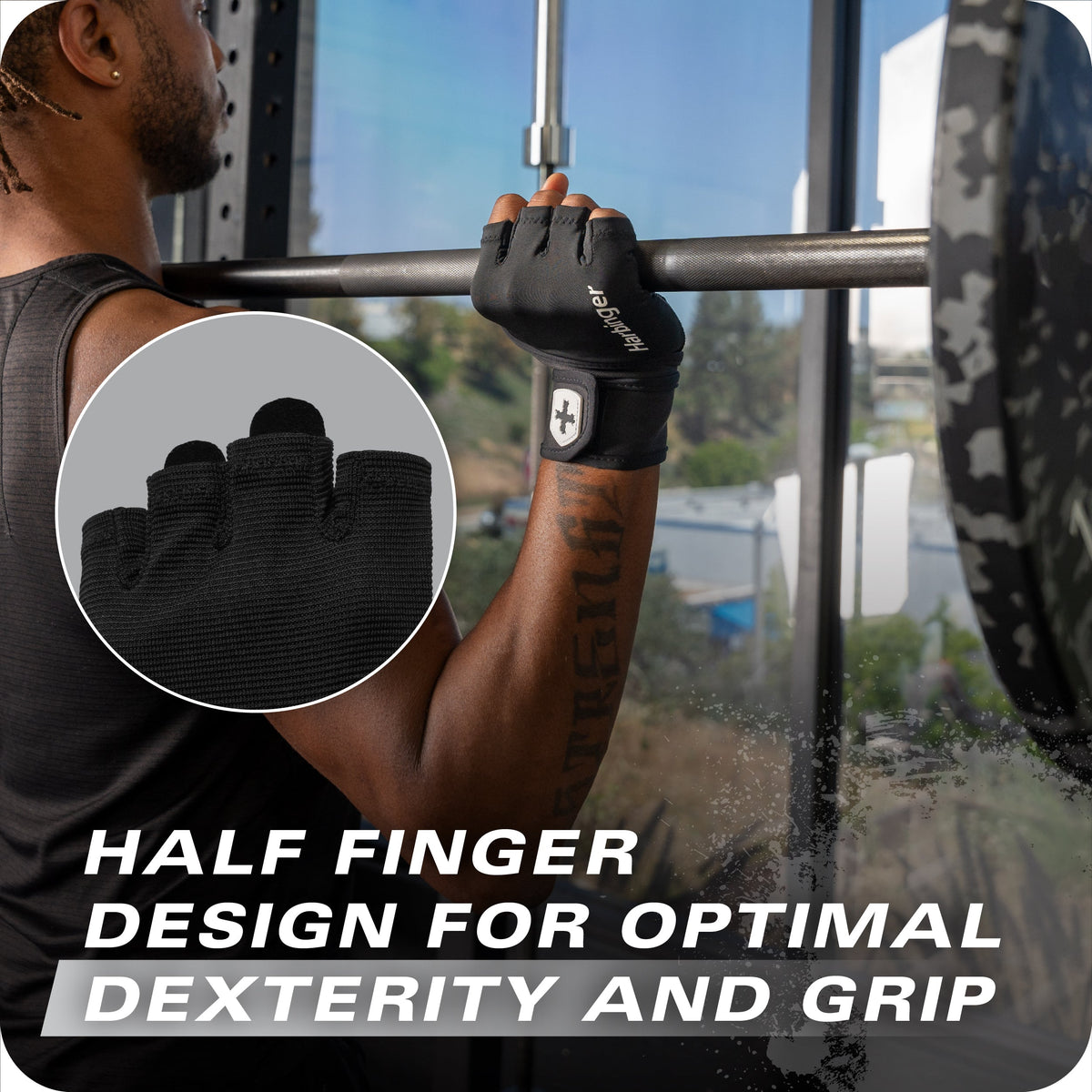 Harbinger Pro WristWrap halve vingers voor grip